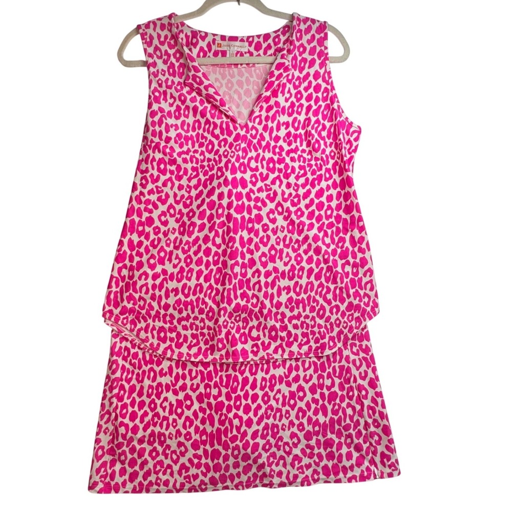 Jude Connally Ali Top Morgan Skort Set Pink White Leopard Animal Print Womens L